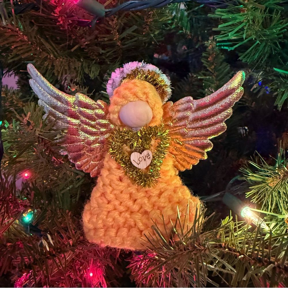 Hand Crocheted Love Angel Holiday Christmas Decoration